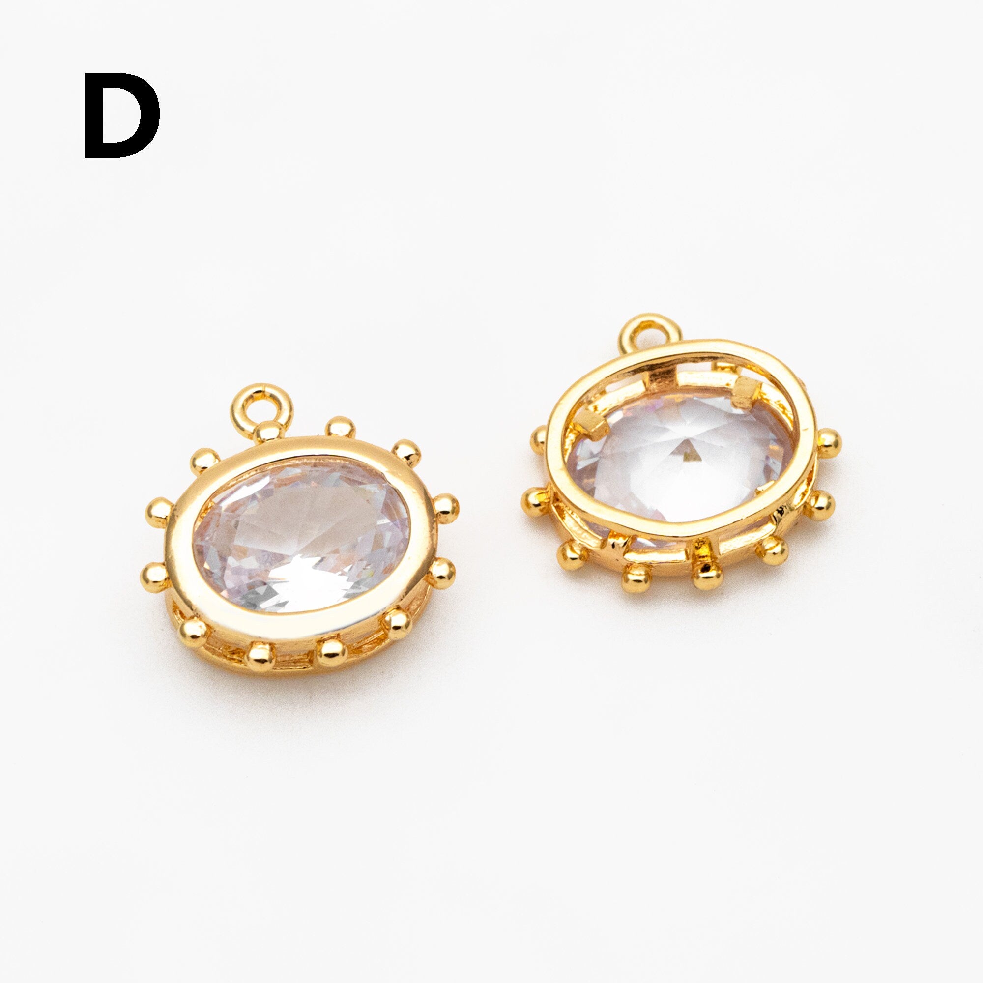 10pcs CZ Pave Teardrop/ Heart/ Rectangle/ 0val/ Marquise Charms, Gold plated Brass, Geometric Earring Charms (GB-4122)